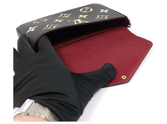 Louis Vuitton Pochette Felicie Monogram Empreinte Black Beige con tracolla a catena Marrone - vista 4