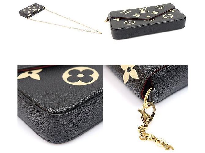 Louis Vuitton Pochette Felicie Monogram Empreinte Black Beige con tracolla a catena Marrone - vista 5