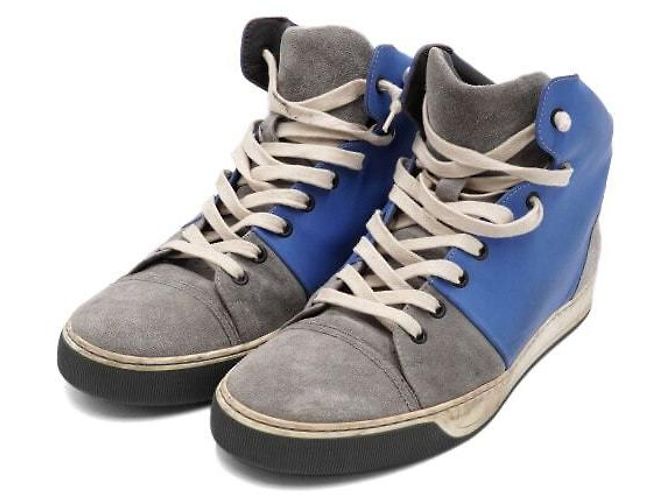 Lanvin Sneakers alte in scamosciato blu grigio da uomo - vista 3