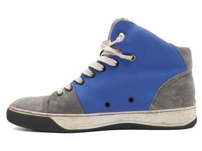 Lanvin Sneakers alte in scamosciato blu grigio da uomo - vista 4