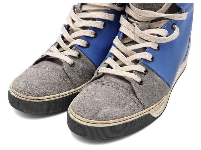 Lanvin Sneakers alte in scamosciato blu grigio da uomo - vista 5