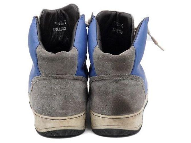 Lanvin Sneakers alte in scamosciato blu grigio da uomo - vista 6
