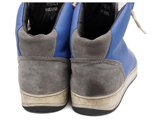 Lanvin Sneakers alte in scamosciato blu grigio da uomo - vista 7