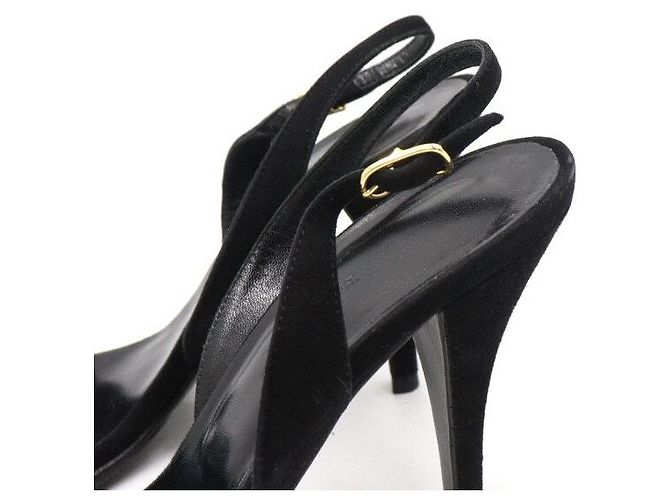 Hermès Sandali open-toe con slingback da donna in pelle scamosciata con logo blu - vista 6