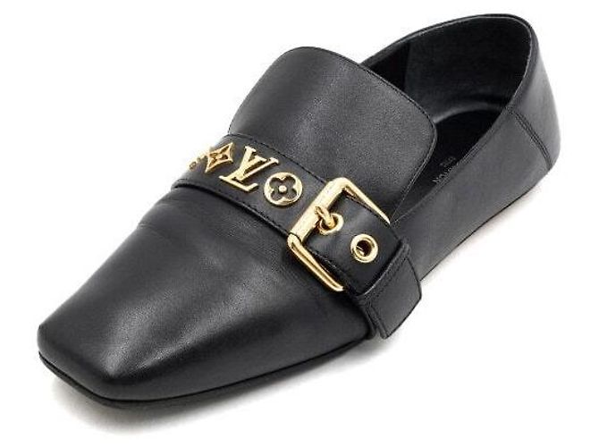 Louis Vuitton Mocassini flat Baya in pelle nera con monogramma da donna Nero - vista 2