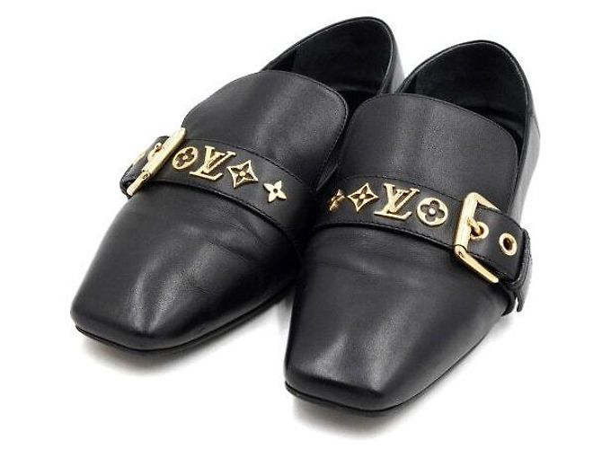 Louis Vuitton Mocassini flat Baya in pelle nera con monogramma da donna Nero - vista 3