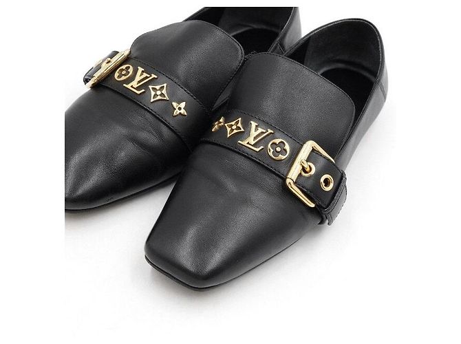Louis Vuitton Mocassini flat Baya in pelle nera con monogramma da donna Nero - vista 5