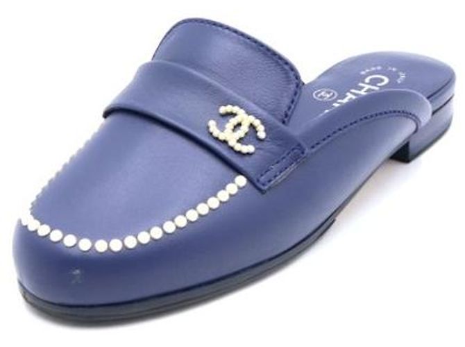 Chanel Mule Blopfer da donna con logo CC di perle - Sandali stagionali Blu - vista 2