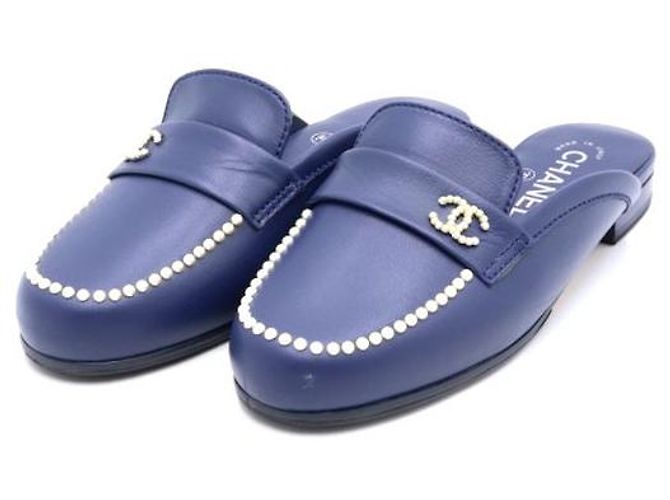 Chanel Mule Blopfer da donna con logo CC di perle - Sandali stagionali Blu - vista 3