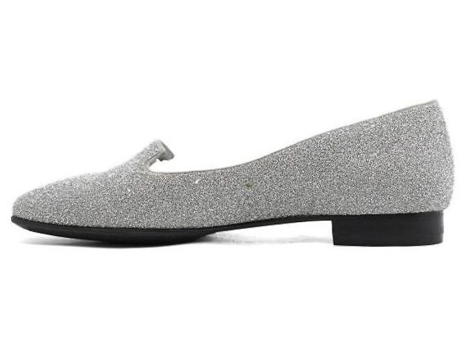 Hermès Mocassini Ballerina con glitter argento da donna - vista 4
