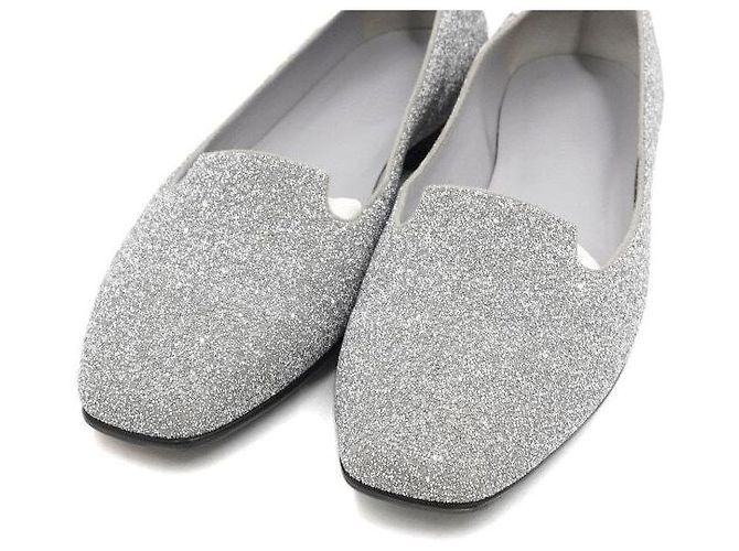 Hermès Mocassini Ballerina con glitter argento da donna - vista 5