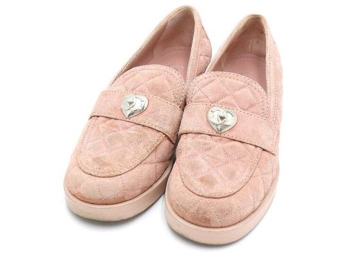 Chanel Mocassini da donna in scamosciato rosa con logo a cuore - vista 3