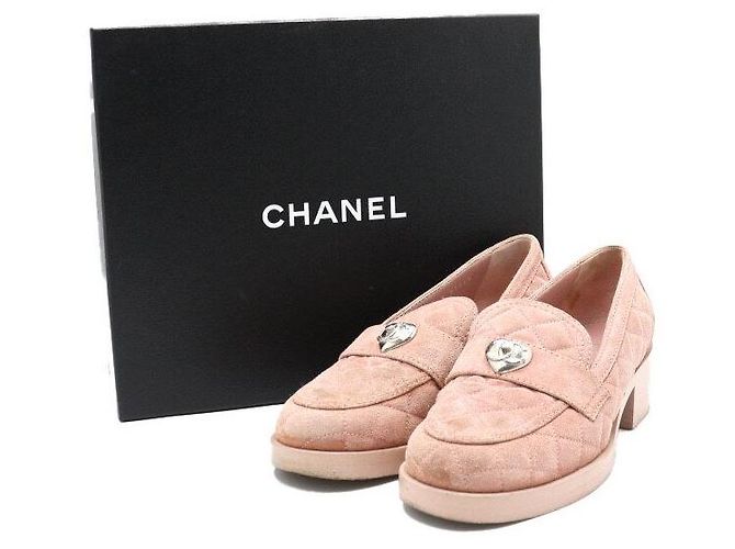 Chanel Mocassini da donna in scamosciato rosa con logo a cuore - vista 7