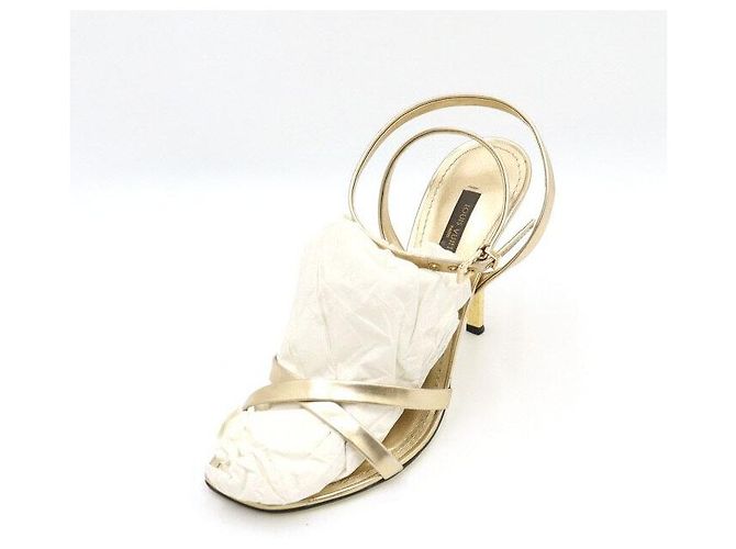Louis Vuitton Sandali da donna con tacco martellato oro metallizzato D'oro - vista 2