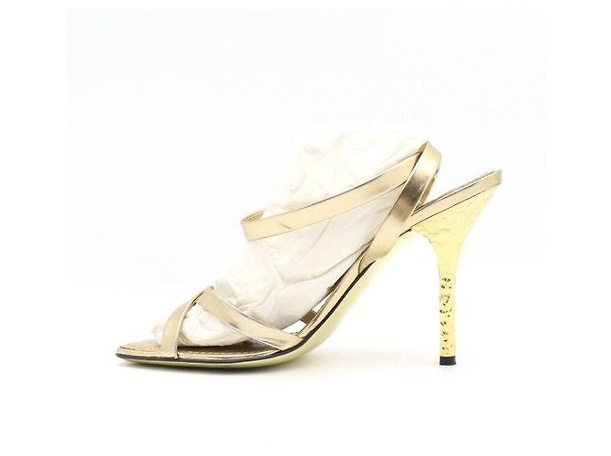 Louis Vuitton Sandali da donna con tacco martellato oro metallizzato D'oro - vista 4