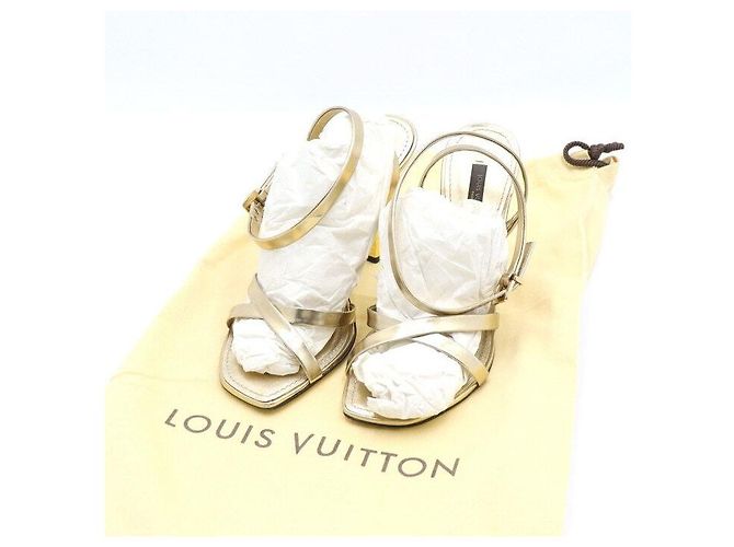 Louis Vuitton Sandali da donna con tacco martellato oro metallizzato D'oro - vista 6