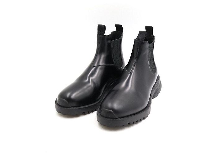 Dior Black Oblique Leather Combat Men's Chelsea Boots - view 3