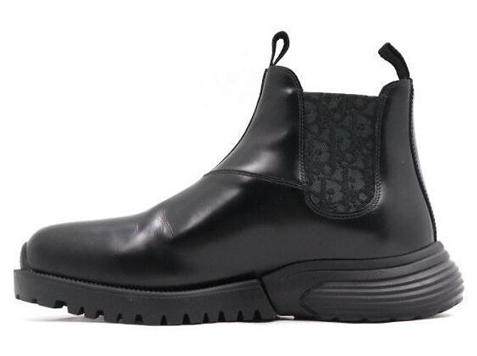 Dior Black Oblique Leather Combat Men's Chelsea Boots - view 4