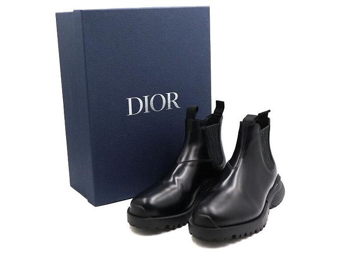Dior Black Oblique Leather Combat Men's Chelsea Boots - view 7