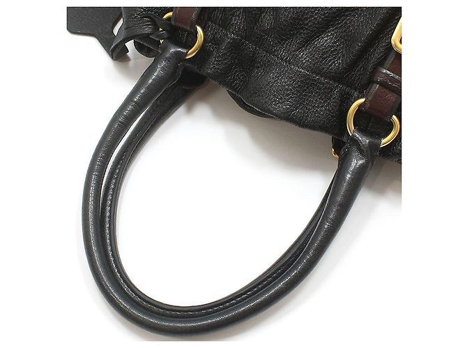 Prada Borsa a tracolla in pelle nera con logo dorato Nero - vista 7