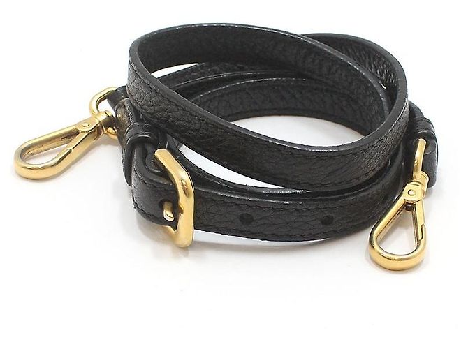 Prada Borsa a tracolla in pelle nera con logo dorato Nero - vista 9