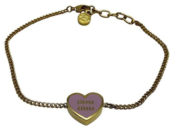 Miu Miu Bracciale in metallo con logo a cuore Rosa - vista 2