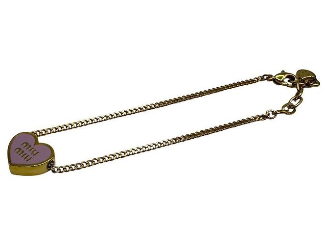 Miu Miu Bracciale in metallo con logo a cuore Rosa - vista 4