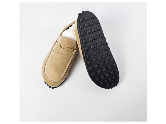 Hermès Mocassino Lazy in pelle di vitello scamosciata Beige Sabbia Marrone - vista 11