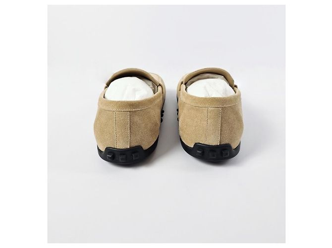 Hermès Mocassino Lazy in pelle di vitello scamosciata Beige Sabbia Marrone - vista 12
