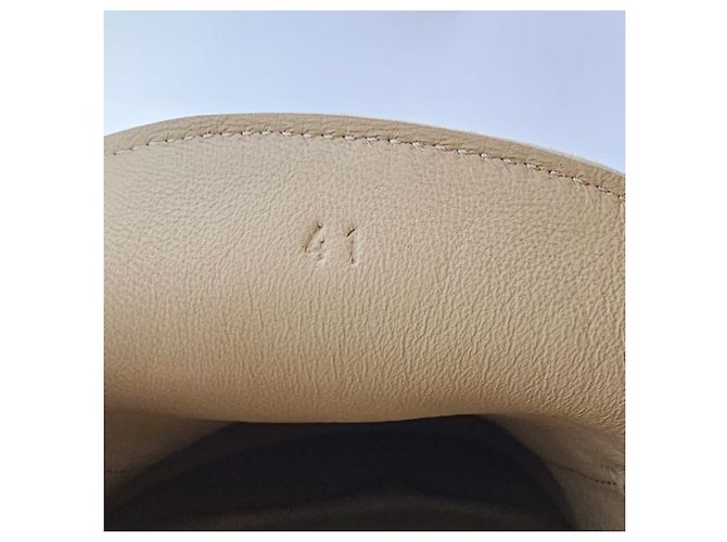 Hermès Mocassino Lazy in pelle di vitello scamosciata Beige Sabbia Marrone - vista 14