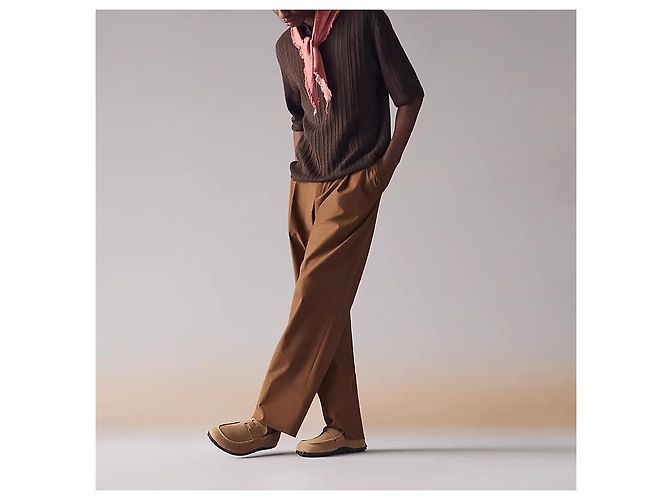 Hermès Mocassino Lazy in pelle di vitello scamosciata Beige Sabbia Marrone - vista 3
