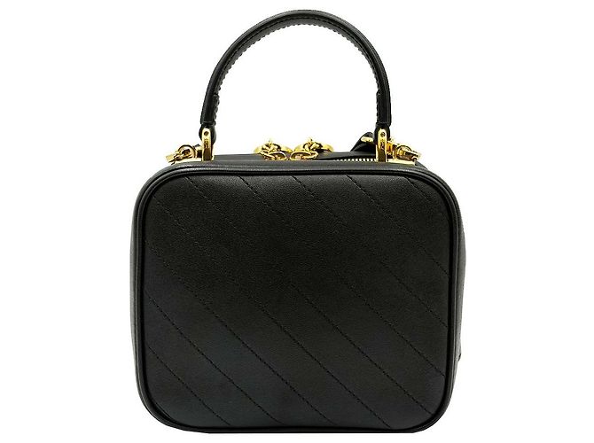 Gucci Sac Blondie à poignée supérieure rond en cuir noir avec anses entrelacées - vue 4
