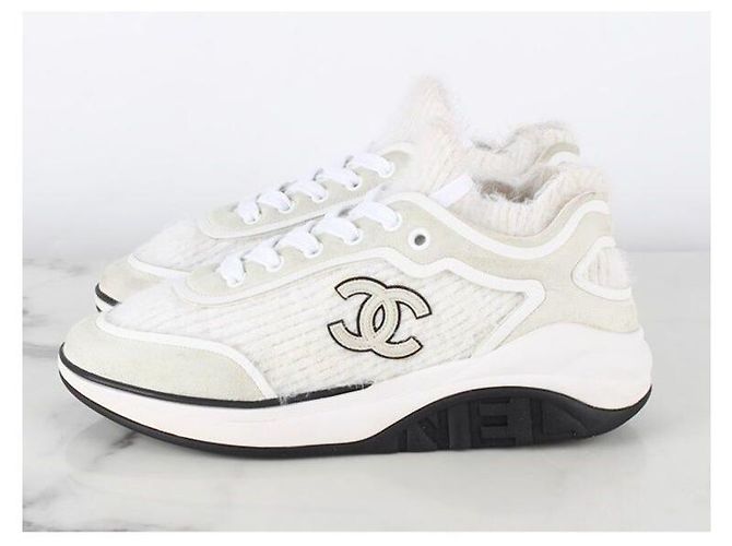 Chanel Strick-Sneaker White Weiß - Ansicht 4