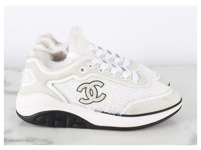 Chanel Strick-Sneaker White Weiß - Ansicht 5