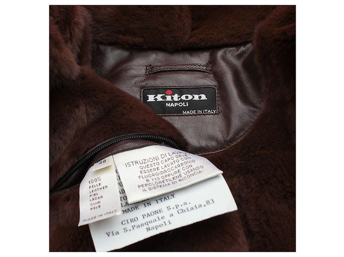 Kiton Langer Mantel für Herren mit Pelzfutter Schwarz - Ansicht 4