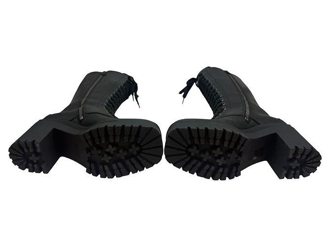 Miu Miu Stivali alti con lacci e platform nera Nero - vista 6