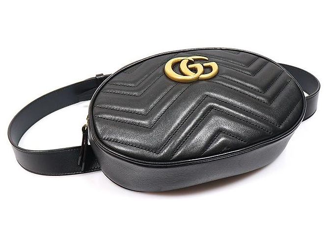 Gucci Gürteltasche Black Matelassé Chevron Gold GG Marmont Schwarz - Ansicht 5