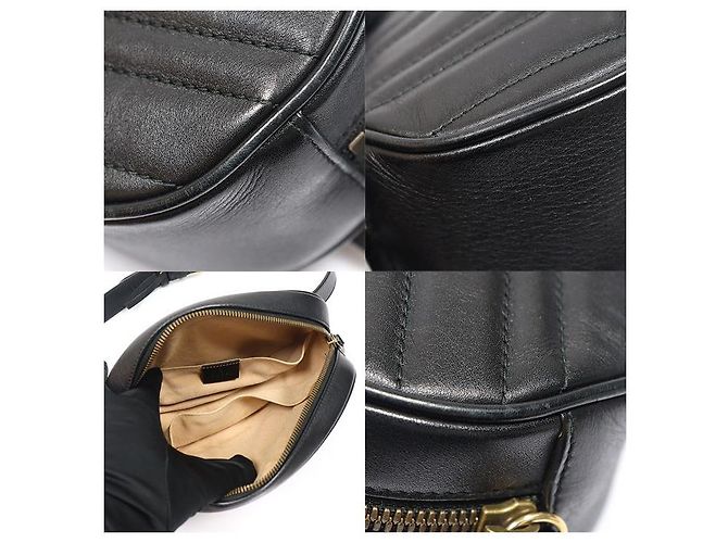 Gucci Gürteltasche Black Matelassé Chevron Gold GG Marmont Schwarz - Ansicht 6