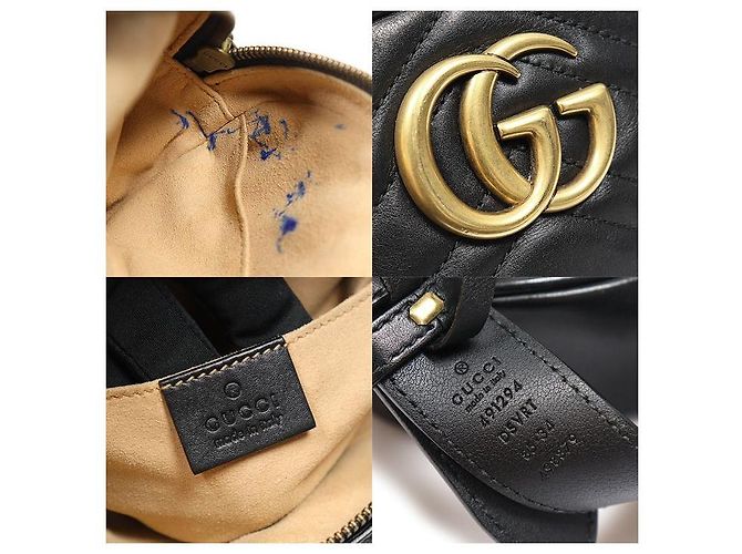 Gucci Gürteltasche Black Matelassé Chevron Gold GG Marmont Schwarz - Ansicht 7