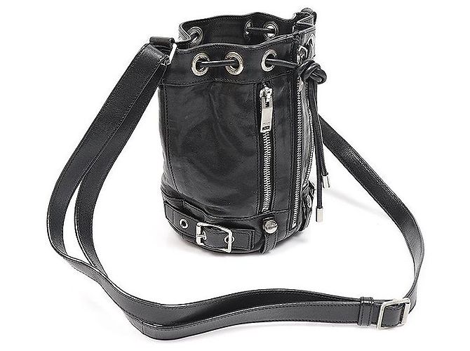 Saint Laurent Piccola borsa a tracolla Rider in pelle di vitello nera con finiture argentate Nero - vista 2