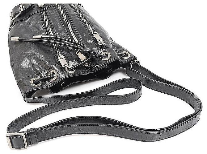 Saint Laurent Piccola borsa a tracolla Rider in pelle di vitello nera con finiture argentate Nero - vista 5