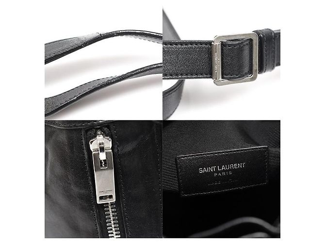 Saint Laurent Piccola borsa a tracolla Rider in pelle di vitello nera con finiture argentate Nero - vista 7