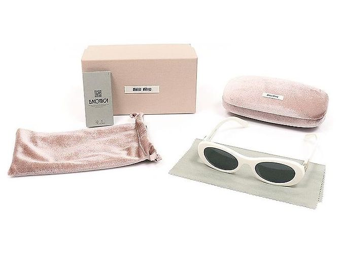 Miu Miu Occhiali da sole ovali da donna Glimpse con logo con scritte bianche Bianco - vista 2