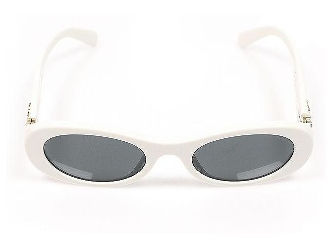Miu Miu Occhiali da sole ovali da donna Glimpse con logo con scritte bianche Bianco - vista 3