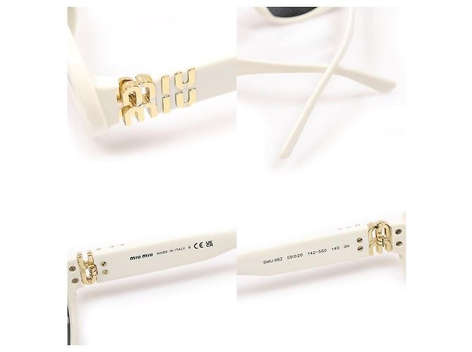 Miu Miu Occhiali da sole ovali da donna Glimpse con logo con scritte bianche Bianco - vista 7