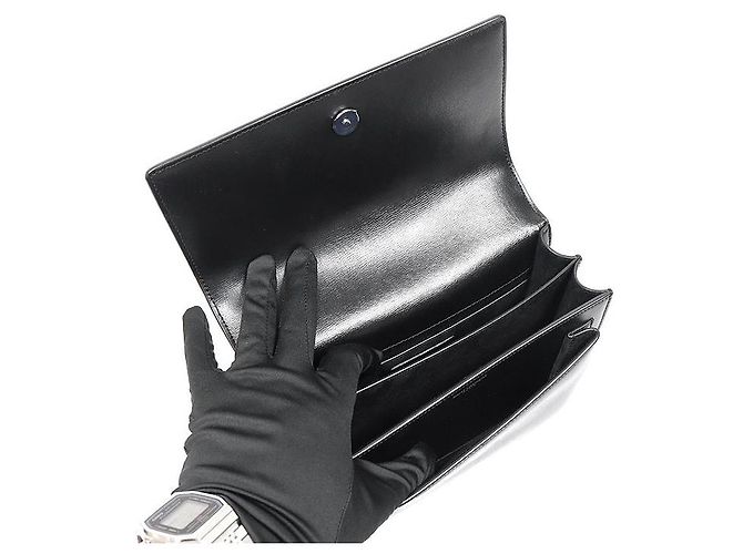 Saint Laurent Sunset Medium Schultertasche aus schwarzem Kalbsleder mit Silberkette - Ansicht 4