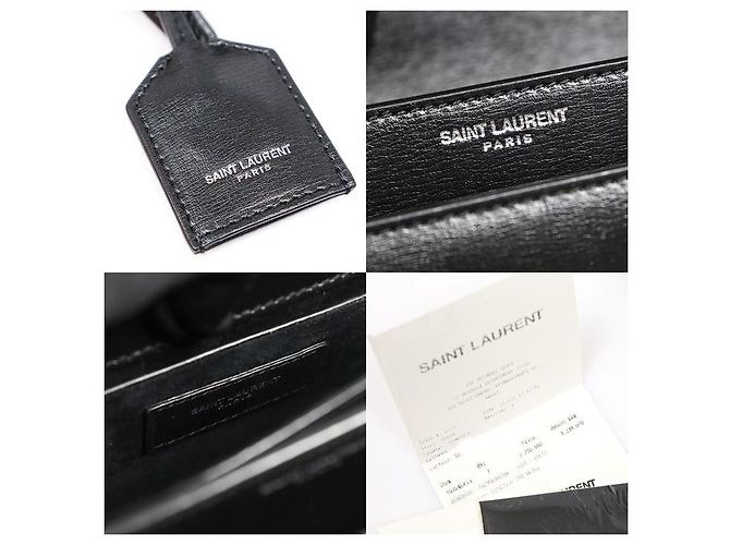 Saint Laurent Sunset Medium Schultertasche aus schwarzem Kalbsleder mit Silberkette - Ansicht 7