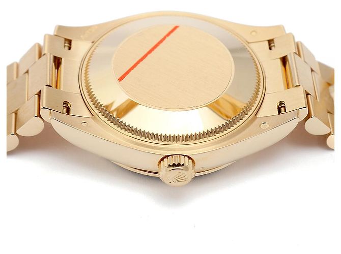 Rolex Datejust Original Diamond Medium Damenuhr aus Gold mit olivgrünem Blumenmotiv - Ansicht 14