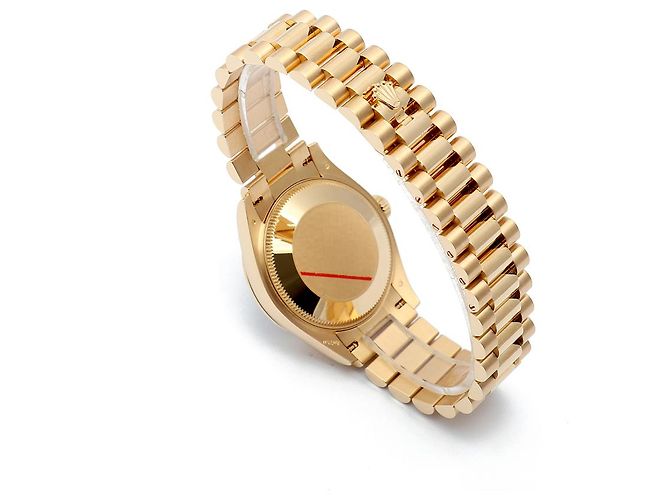 Rolex Datejust Original Diamond Medium Damenuhr aus Gold mit olivgrünem Blumenmotiv - Ansicht 17