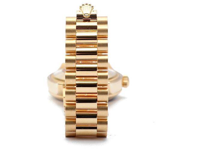 Rolex Datejust Original Diamond Medium Damenuhr aus Gold mit olivgrünem Blumenmotiv - Ansicht 18